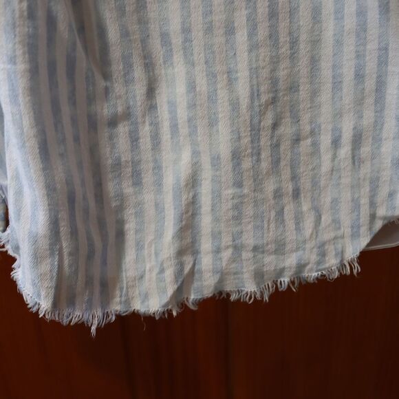 Aerie Blue and White Striped Button Down Popover Blouse Large - Picture 6 of 16